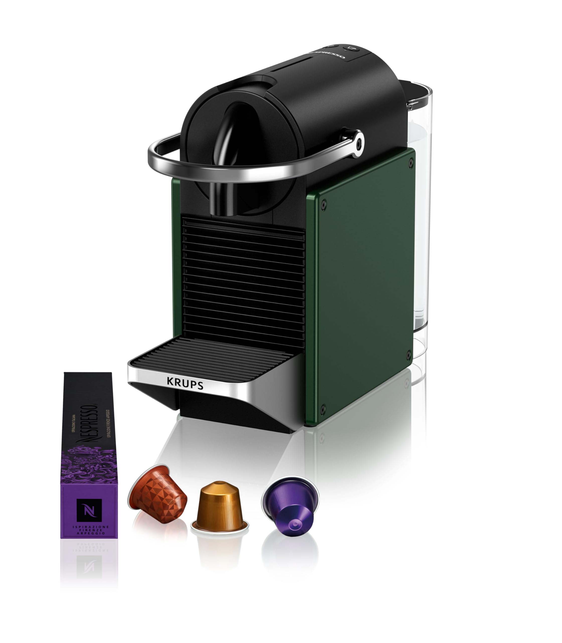 Machine à Café Nespresso Pixie Vert Foncé – Petit Format, Style Industriel Métal